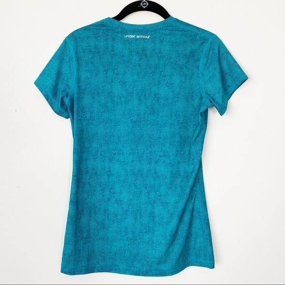 UNDER ARMOUR Teal Stripe Athletic Workout Tee Sm - Picture 4 of 6